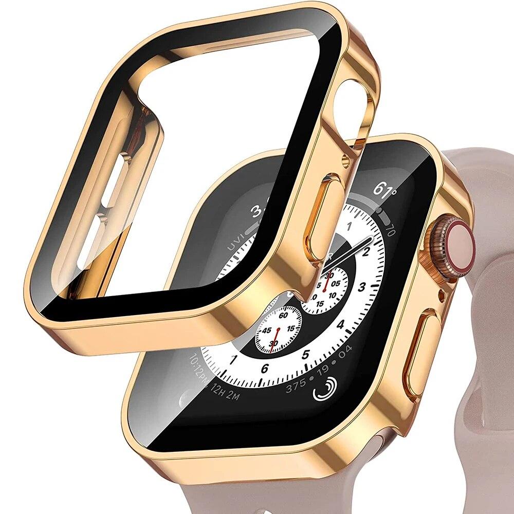 Waterproof Case for Apple Watch 7 8 9 45mm 41mm 44mm 40mm Screen Protector Cover Straight Edge Bumper iWatch 5 SE 6 Accessories