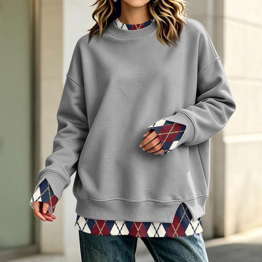 Women's Long Sleeve Casual Sweatshirt Loose Fit Pullover Top for Daily Wear