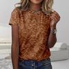 Summer Round Neck 3D Flower Print Top Fashionable Casual Short Sleeved Women's T-shirts