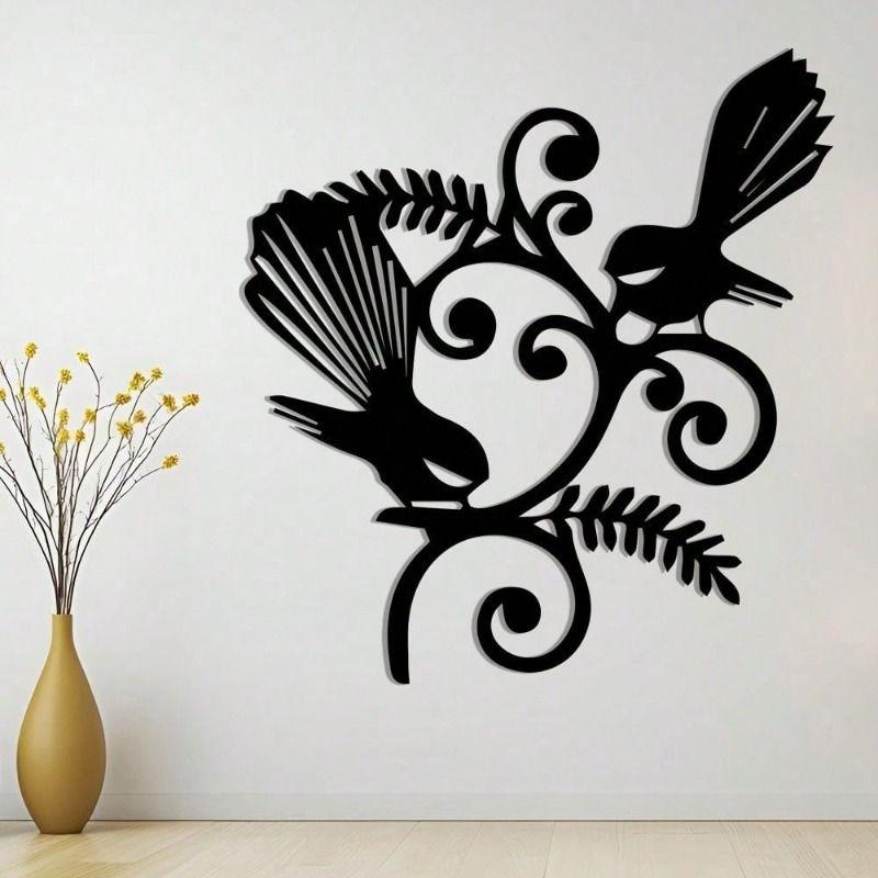 Wall Art Metal Fern Bird Tui Forged Iron Home Garden Office Holiday Gift