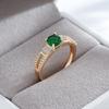 Fashion  Rose Gold Color Wedding Bride Ring Square Green Natural Zircon Accessories Vintage Women Daily Fine Jewelry