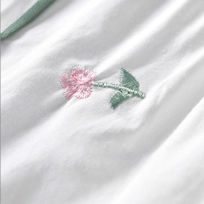 2025 New Summer Girls' Korean Style Embroidered Short Sleeve White Shirt