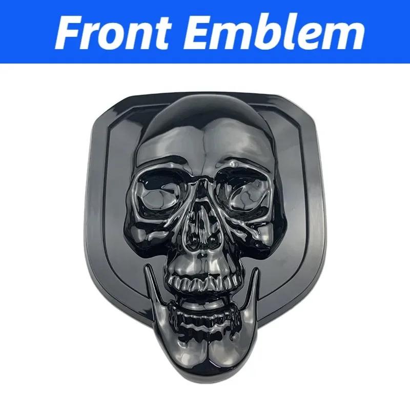GXP1  Car Front Badge Tailgate Emblem for Dodge Ram 1500 2500 3500 HeavyDuty BigHorn 2010-2018 Skull ABS Car Sticker Pickup Decoration