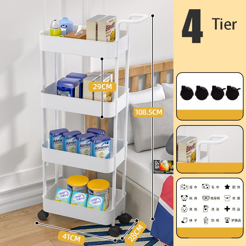 Rollwagen mit 3/4/5 Ebenen, Allzweckwagen mit feststellbaren Rädern und Aufbewahrungswagen mit Griff für Wohnzimmer, Schlafzimmer, Küche, Büro