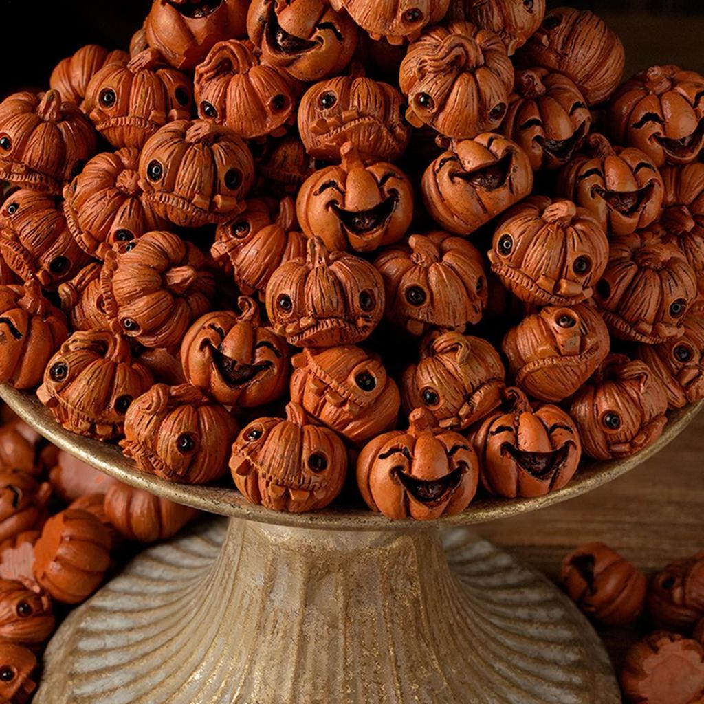 Tiny Pumpkins 16 Pieces Resin Pumpkin Figurine Halloween Miniature Sculpture For Living Room Bookshelf Car