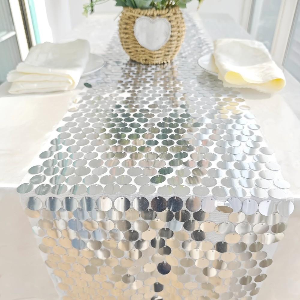Sparkling Sequins Table Runner Fish Scale Glitters Table Cover Underwater Themed Parties