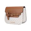 Michael Kors Mk Emilia Classic Monogram Leather Saddle Bag Women Shoulder Bag Dark-Brown White 35S2GU5C1B-VANILLA