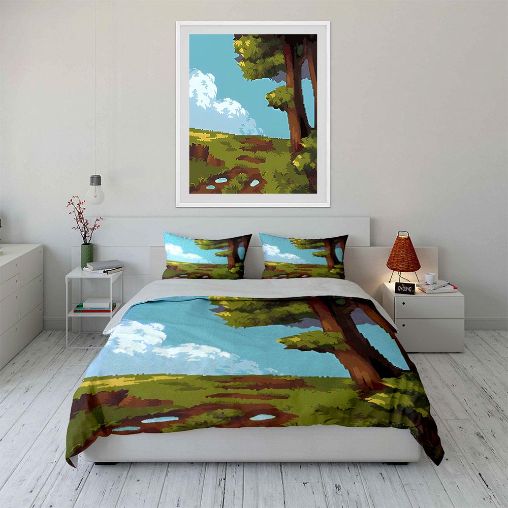 Whimsical Pixel Forest Enchantment. Bedding Sets Duvet Covers Pillowcases(1* Duvet Cover 2* Pillowcases Without Duvet Insert)