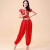 2Pieces Belly Dance Costume Set Coins Top Lantern Pants Set Halloween Costume Belly Dance Outfits for Dress Up Party