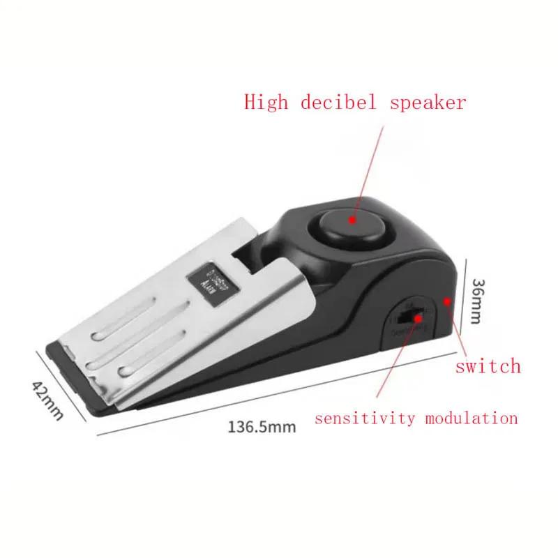 Wireless Door Stop Alarm System 120dB Loud Home Security Anti-Theft Door Block System Portable Doorstop Preasure Alarm