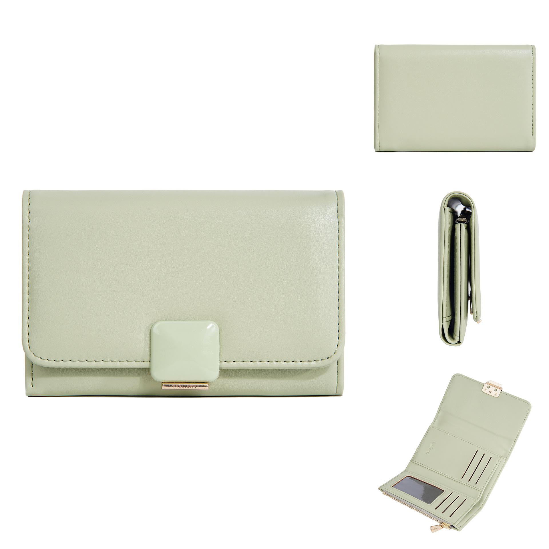 Versatile ins female cute lady high sense medium and long wallet multi-card zipper change bag clutch one size светло-зеленый