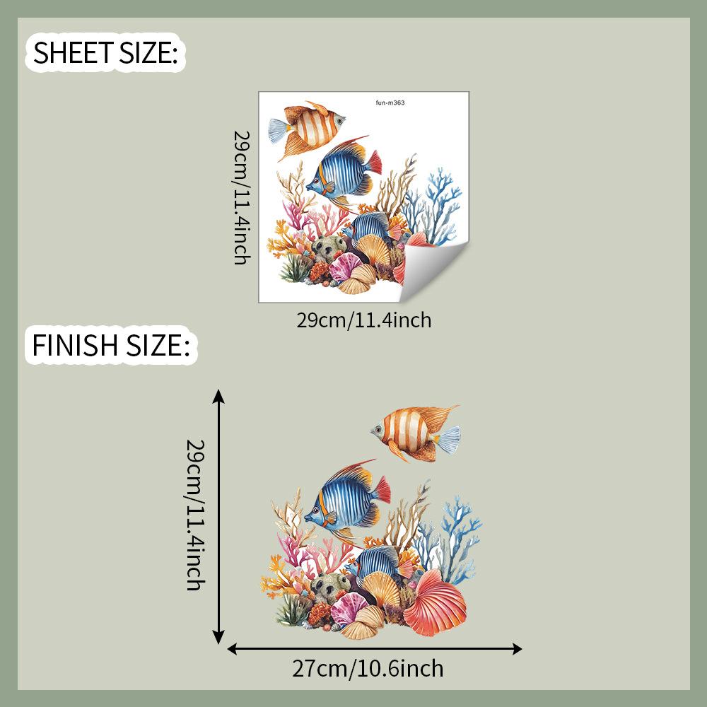 Underwater World Coral Fish Toilet Bathroom  Home Beautification Decoration Stickers