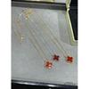 High Quality Red Agate Clover Necklace with the Highest Quality Finely Electroplated 18k Daily Dressing