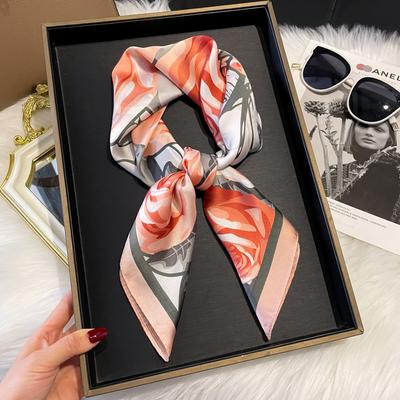 Luxus-Print 70*70cm Seiden-Quadrat-Schal Damen Weiches Satin-Haarband Halstuch Krawatte Damen-Kopfband Foulard Tasche Band Geschenk