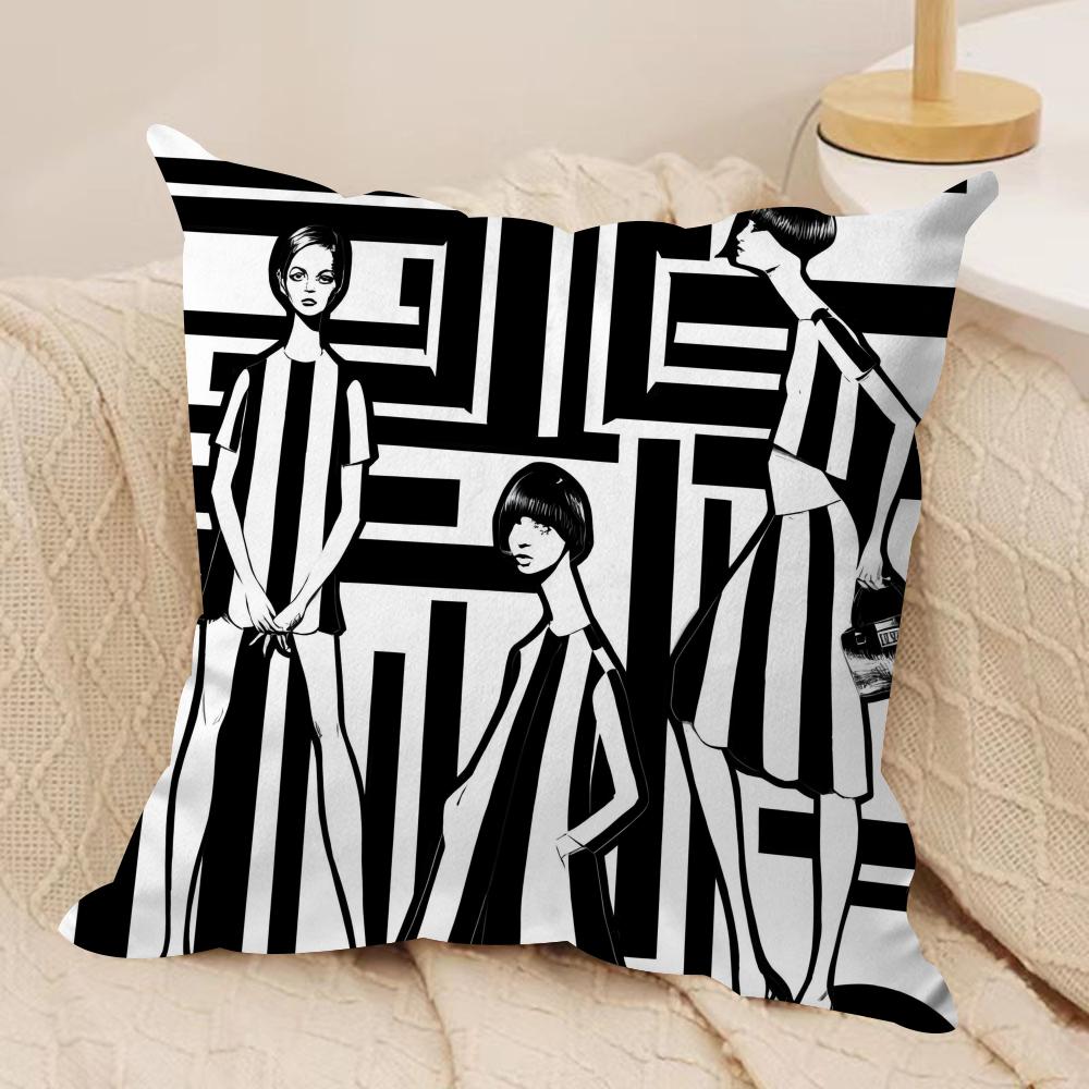 Black And White Art Cushion Cover Pillowcase Ultra Soft Skin Friendly Fabric Cloud Like Comfort  Concealed Zipper