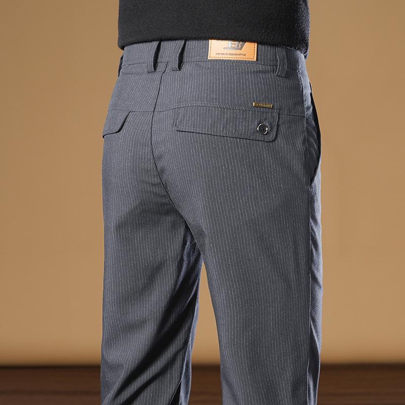 A pair of high-end casual pants for men's versatile slim-fitting straight autumn and winter thick business suit long pants