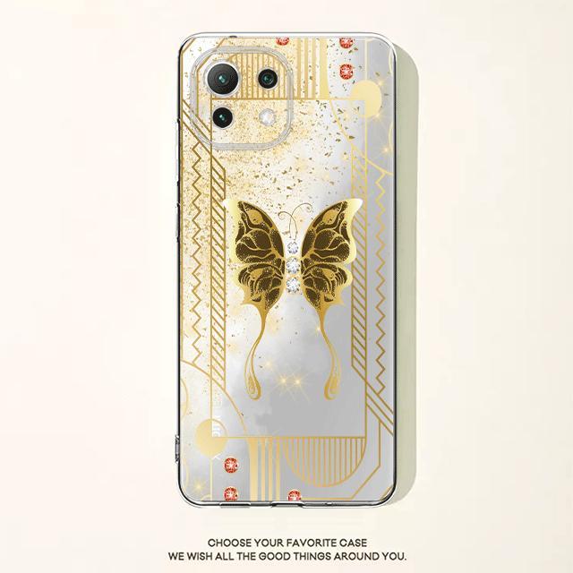 Gold Butterfly Flower Floral Clear Case For Xiaomi Poco X3 Nfc X3pro M3 F1 F3 For Mi 11 12 13 11x 12x Pro 11 10 Lite 11t 10t