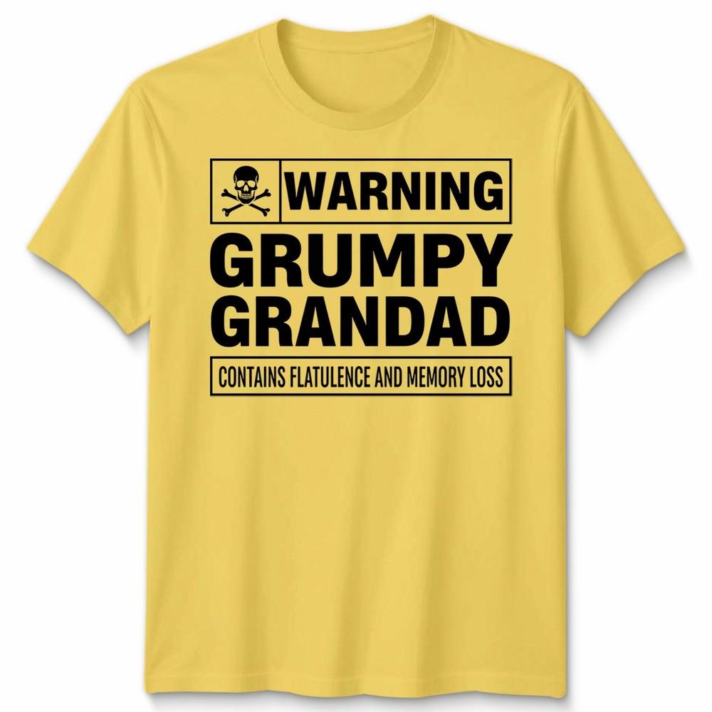 Warning Grumpy Grandad Unisex T Shirt Funny Gift Xmas Present Fathers Day Tee