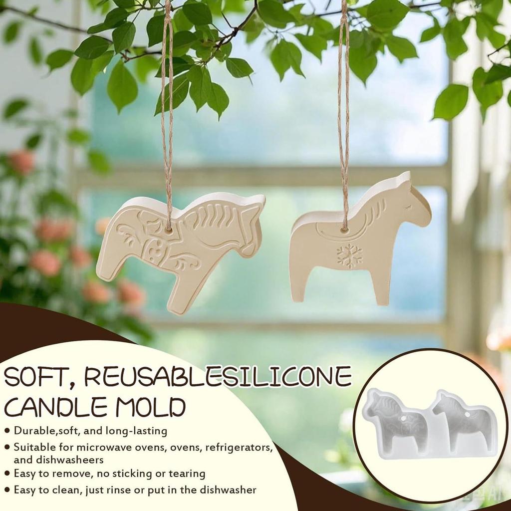 Horse Mold Horse Candle Molds Silicone Easy Release Polymer Plaster Paste Craft Moulds For Pendant Cement Gypsum Decoration