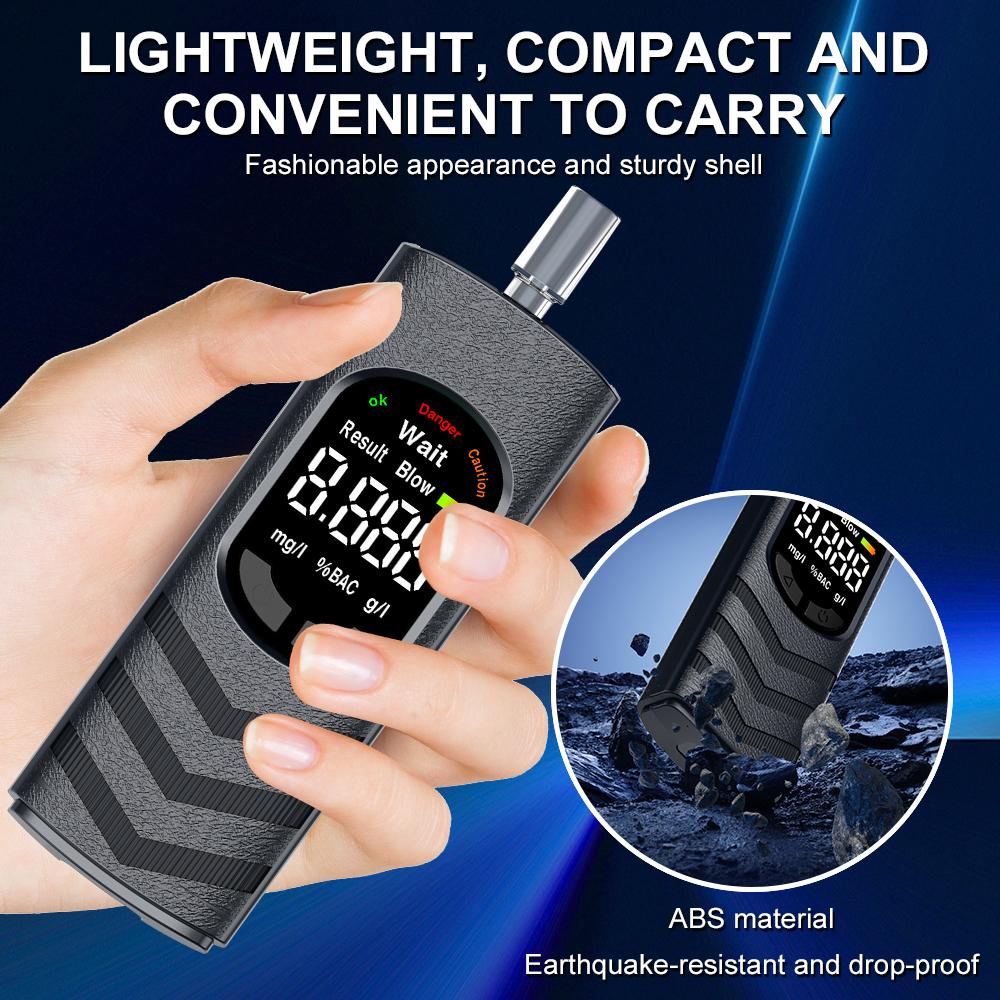 Portable Digital Alcohol Tester Breathalyzer With Mouthpiece Rechargeable High Accuracy Breath Alcohol Detector For Drivers