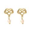 Intertwined Heart & Faux Pearl Stud Earrings for Women, 304 Stainless Steel