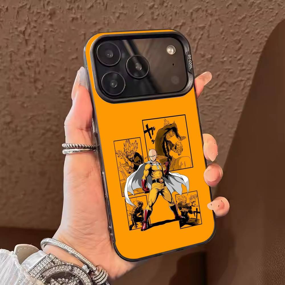 Anime O-One P-Punch Man Phone Case For iPhone 17,16,15,14,13,12,11,Pro Max,Plus Candy Silver Cover