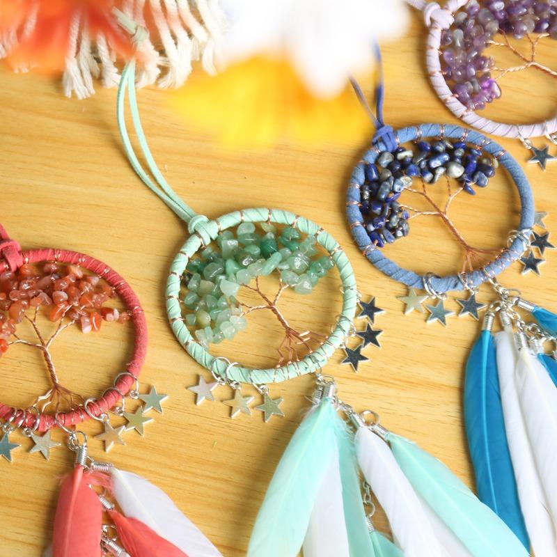 Baum des Lebens Traumfänger Autoanhänger Dekoration Kreatives Autozubehör Federanhänger Dekoration