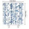Blauer Blumiger Duschvorhang - Elegante Hohe Blumen, Traditionelles Blau-Weißes Porzellan-Design, Maschinenwaschbares Polyester