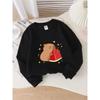 European Sizes Kids' Crewneck Sweatshirt - Cute Bear Eating Watermelon Slice , Sportswear And Casual Wear, Soft And Comfortable, Children's Clothing
