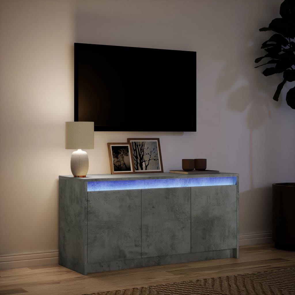 TV Cabinet with LED Lighting Concrete Grey 100 x 34 x 50 cm