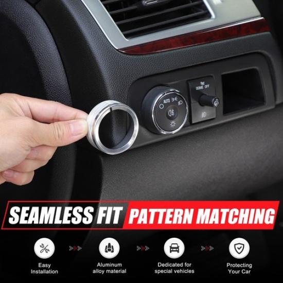 Silver Headlight Switch Knob Cover Trim Ring For Cadillac Escalade 2006-14