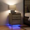 VidaXL Bedside Tables with LED Lights 2pcs Sonoma Oak 38x34x50cm, Nightstand, Bed Table, Side Table, 861288