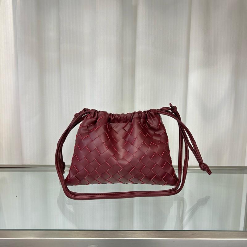 Mini Woven Leather Cloud Bag Women Soft Square Crossbody Shoulder With Drawstring