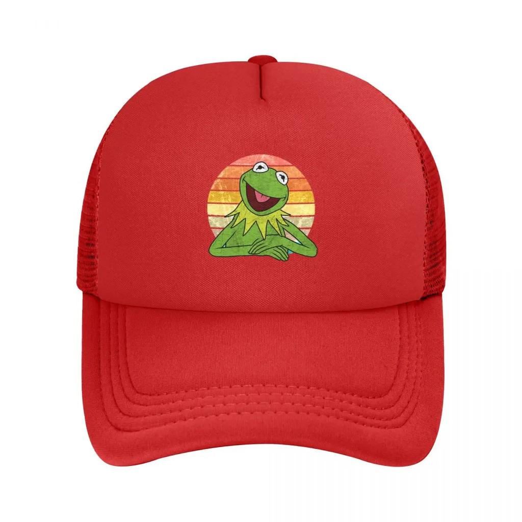 Kermit der Frosch Netz Baseballkappen Snapback Mode Baseballmützen Atmungsaktiv Lässig Kappe Outdoor Unisex