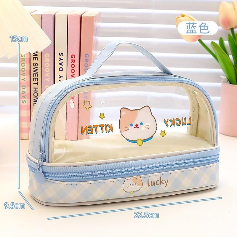 

Пенал, большой вместимости, грязеотталкивающий пенал, продвинутый вкус студентов, милый молочный хуху инс, прозрачная сумка для канцелярских товаров высокой ценности