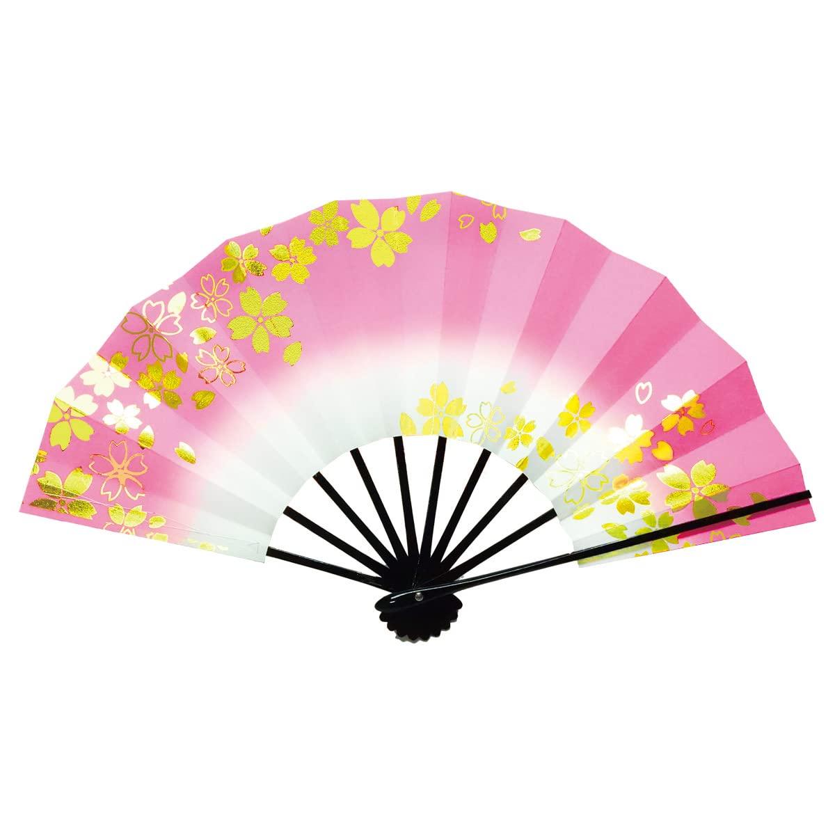 

Dance fan 9 cm 5 minutes black painted navy blue pink gold cherry blossom shading [Adesugata] 227-228 (pink)