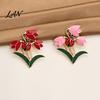 Strong Buckle Brooch Enamel Tulip Ladybug for Women, Oil-Dripping Flower Ladybird Lapel Pin, Sweater Cardigan Coat Suit Scarf Jewelry Accessories