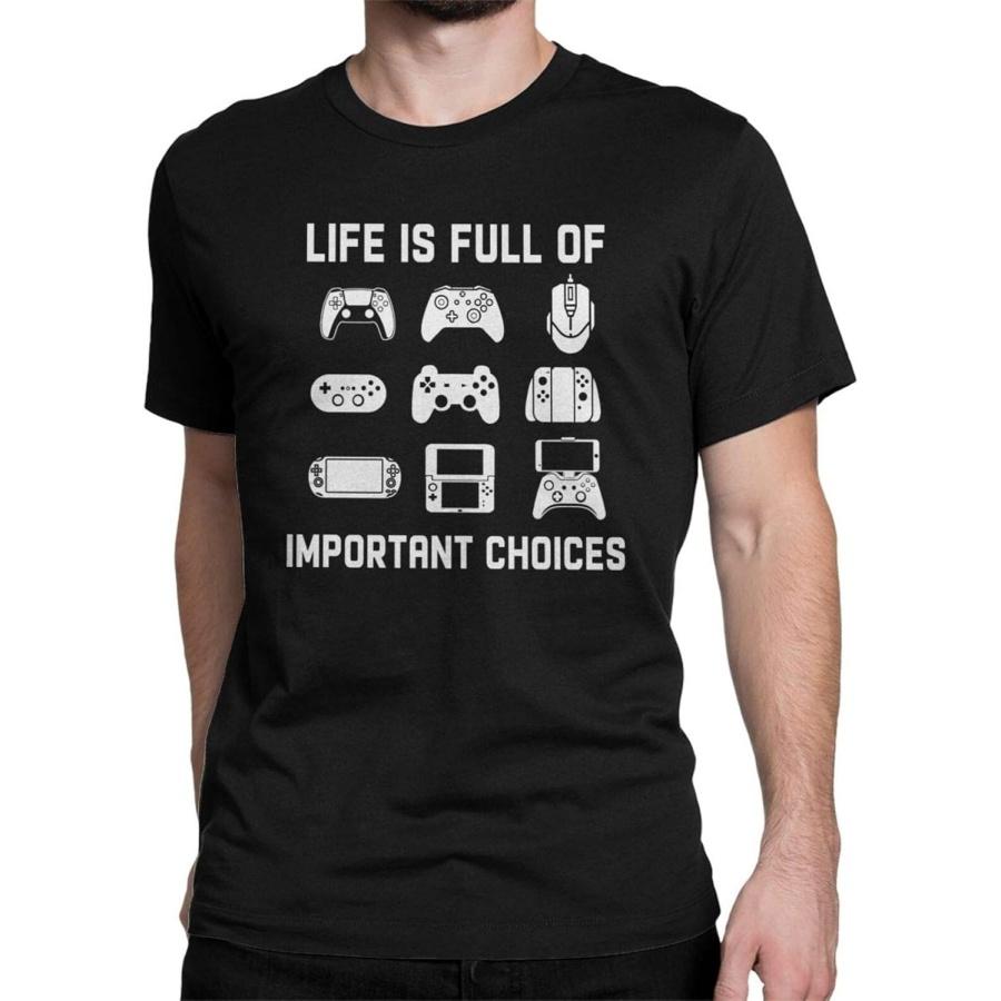

Life is Full of Important Choices Video Funny T Shirt Games Gamer Player Tops Tees for Men XXXXXL чорний