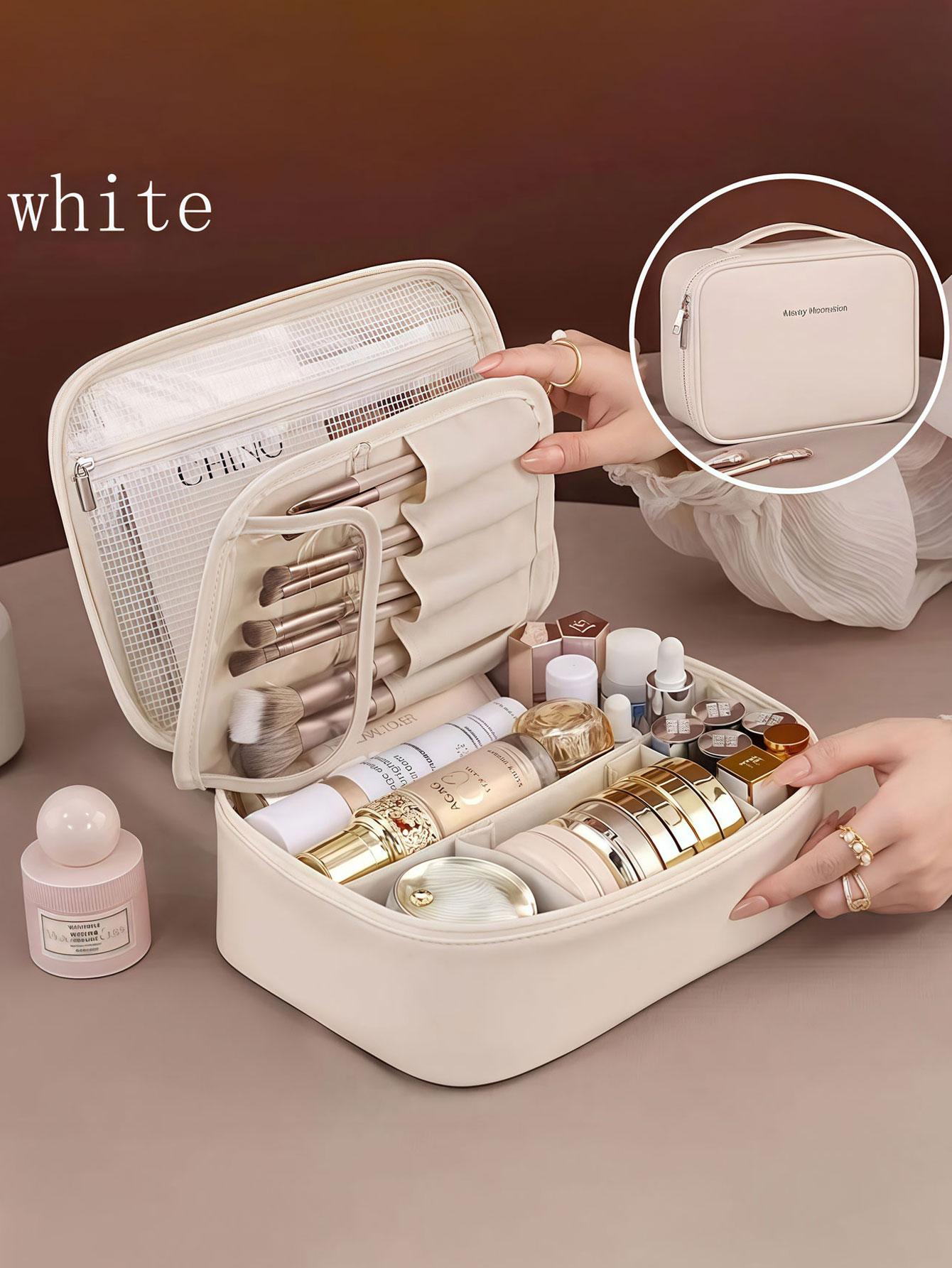 

1PC Autumn and Winter new free partition cosmetics Storage Bag, large capacity, high-end feel, portable travel cosmetics case