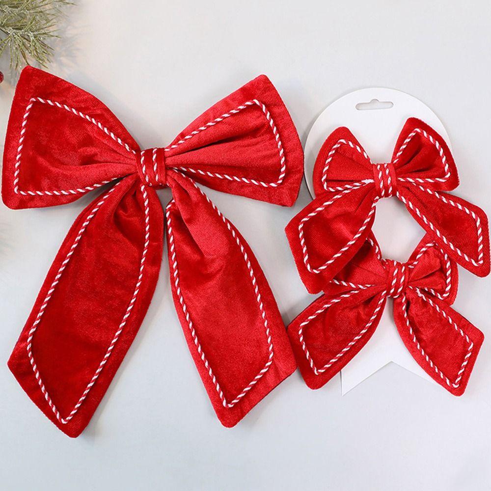 1/2PCS Flannel Xmas Tree Hanging Bowknot DIY Accessories Christmas Bow Pendant  Merry Christmas