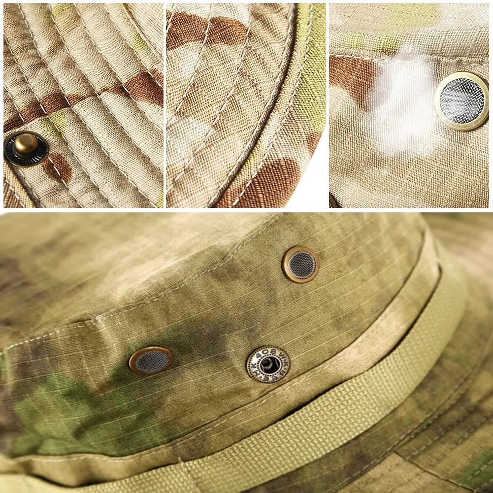 Men Hunting Hiking Outdoor Camo Sun Caps Camouflage Hat Tactical Bucket Hats Panama Summer Cap