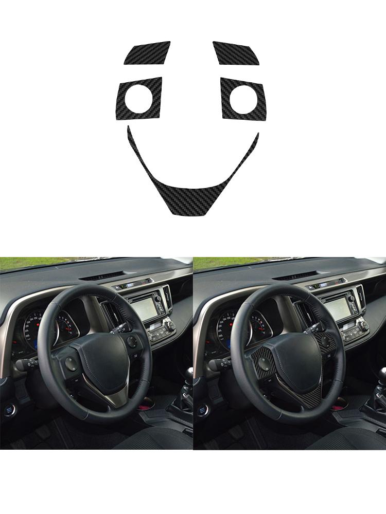 Black For Toyota RAV4 2013-2015 Car Interior Button Panel Decoration Protection Carbon Fiber Sticker Auto Styling Accessories
