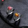 Copper CopperPlated Vintage Ring Oval 8x10MM Natural Tiger's Eye Stone Ring for Men Women Gift Luxury Rhodochrosite Jewelry