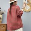 Women Plaid Shirts Cotton Yarn Long Sleeve Blouses Casual Loose Lady Tops Female Clothes