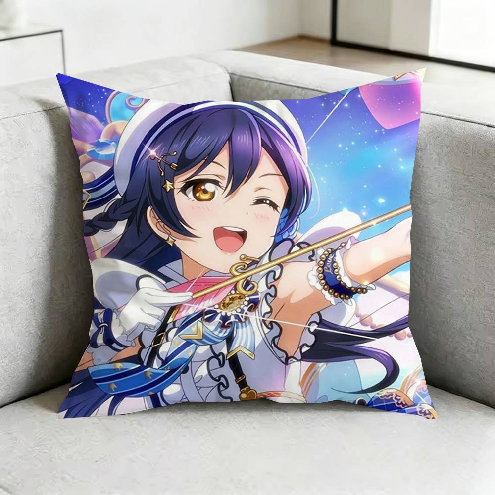 LoveLiveE School Idol Project Pillow Case Square DoubleSided Sofa Cushion Cover Bedroom Bedside Pillow Gift
