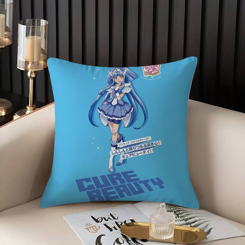 Pillow Case Cartoon S-Smile P-Precures Home Dorm Chair Back Short Plush Double-Sided Printing Office Nap Time Cushion Cover