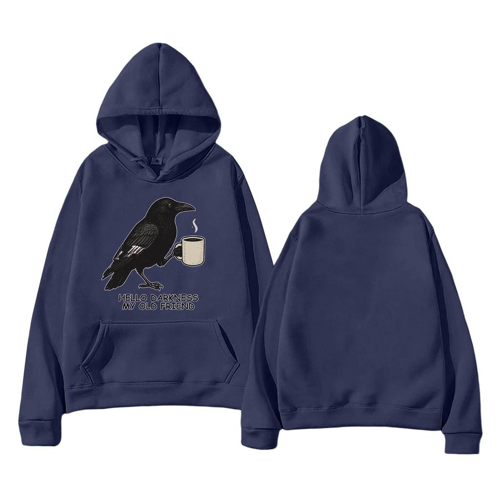 Modna Unisex Lekka Bluza Pulower z Długim Rękawem i Kieszeniami z Nadrukiem