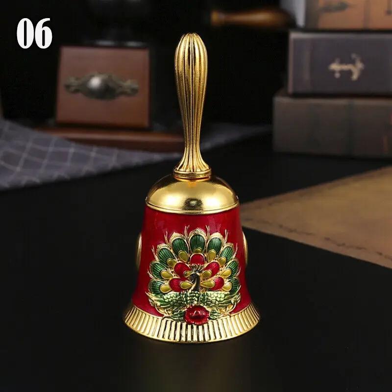 Hand Call Bell Retro Metal Dinner Hand Cranked Bell Altar Wicca Divination Pagan Wedding School Decor Christmas Tree Ornaments