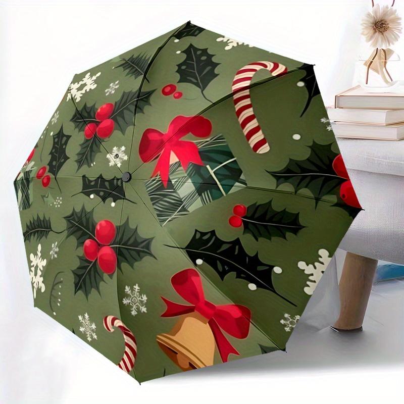 1pc Christmas Decorations Automatic Open/Close Umbrella with One Touch Button,, Windproof Design   Lightweight Portable Umbrella for Women & Men6094