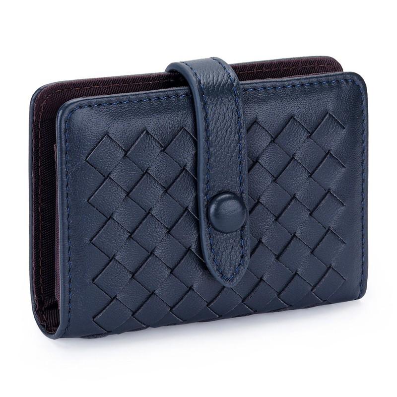 Leather Small Card Cover Women's Short Organ Bag Large Capacity Multi-card Sheepskin Woven ID